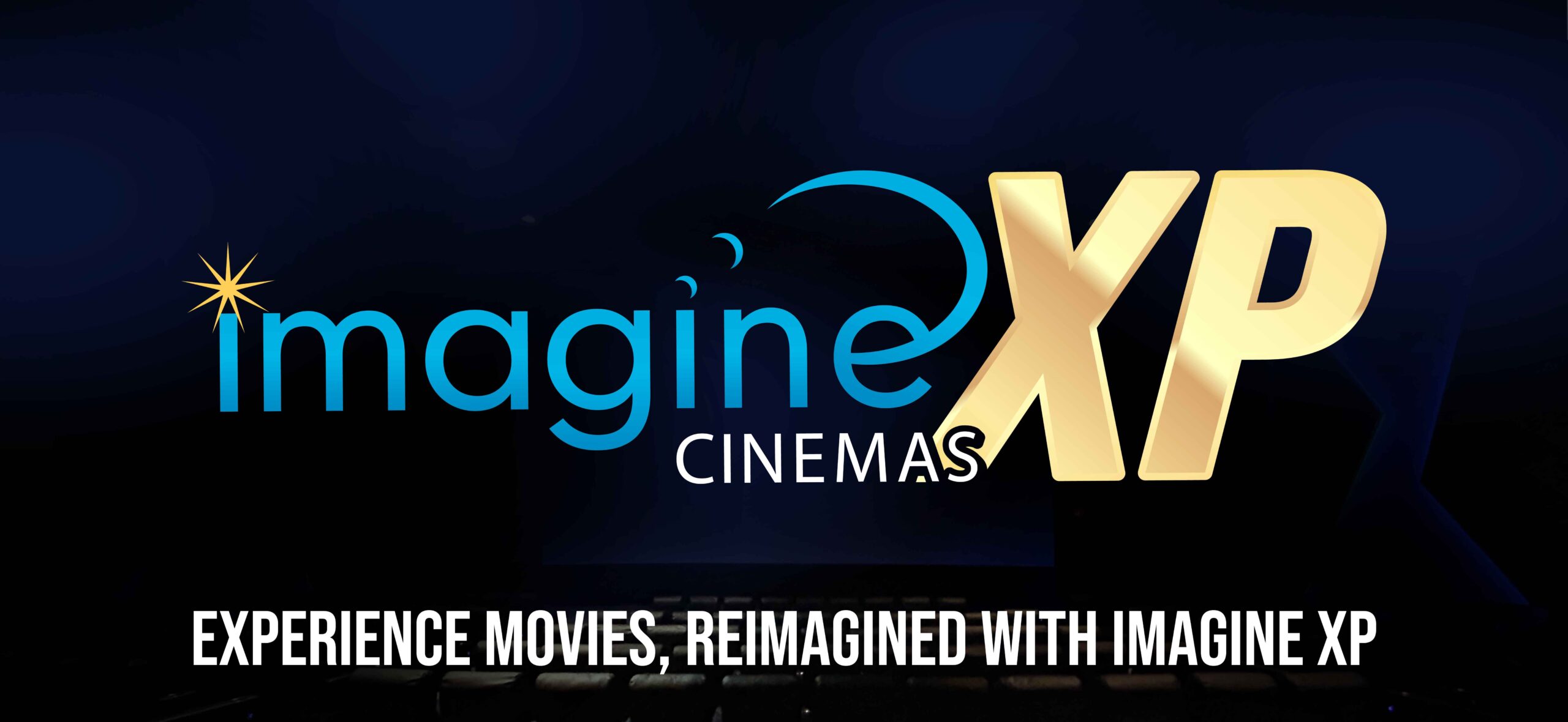 Imagine Cinemas XP logo- in a theater background